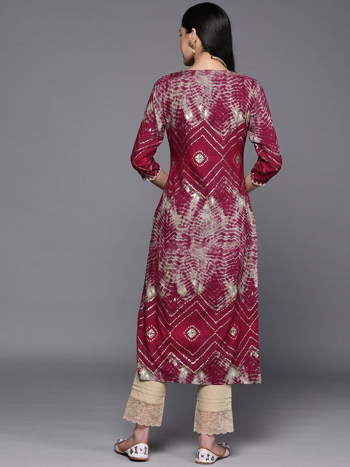 Magenta Yoke Design Rayon Straight Kurta - ShopLibas