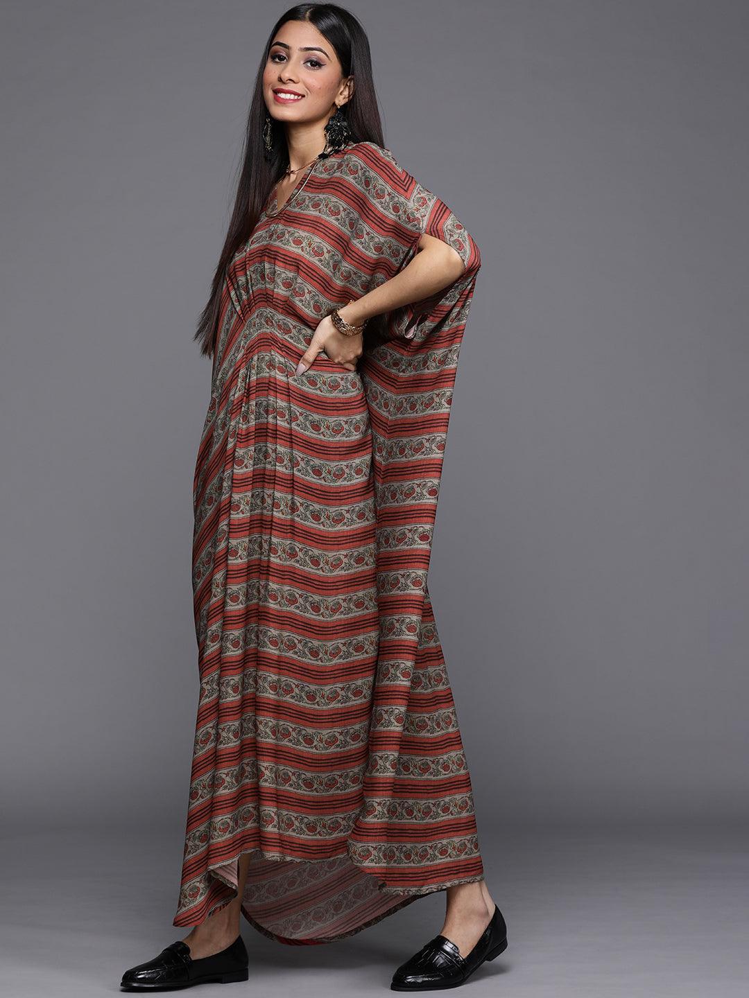 Maroon Printed Georgette Dress