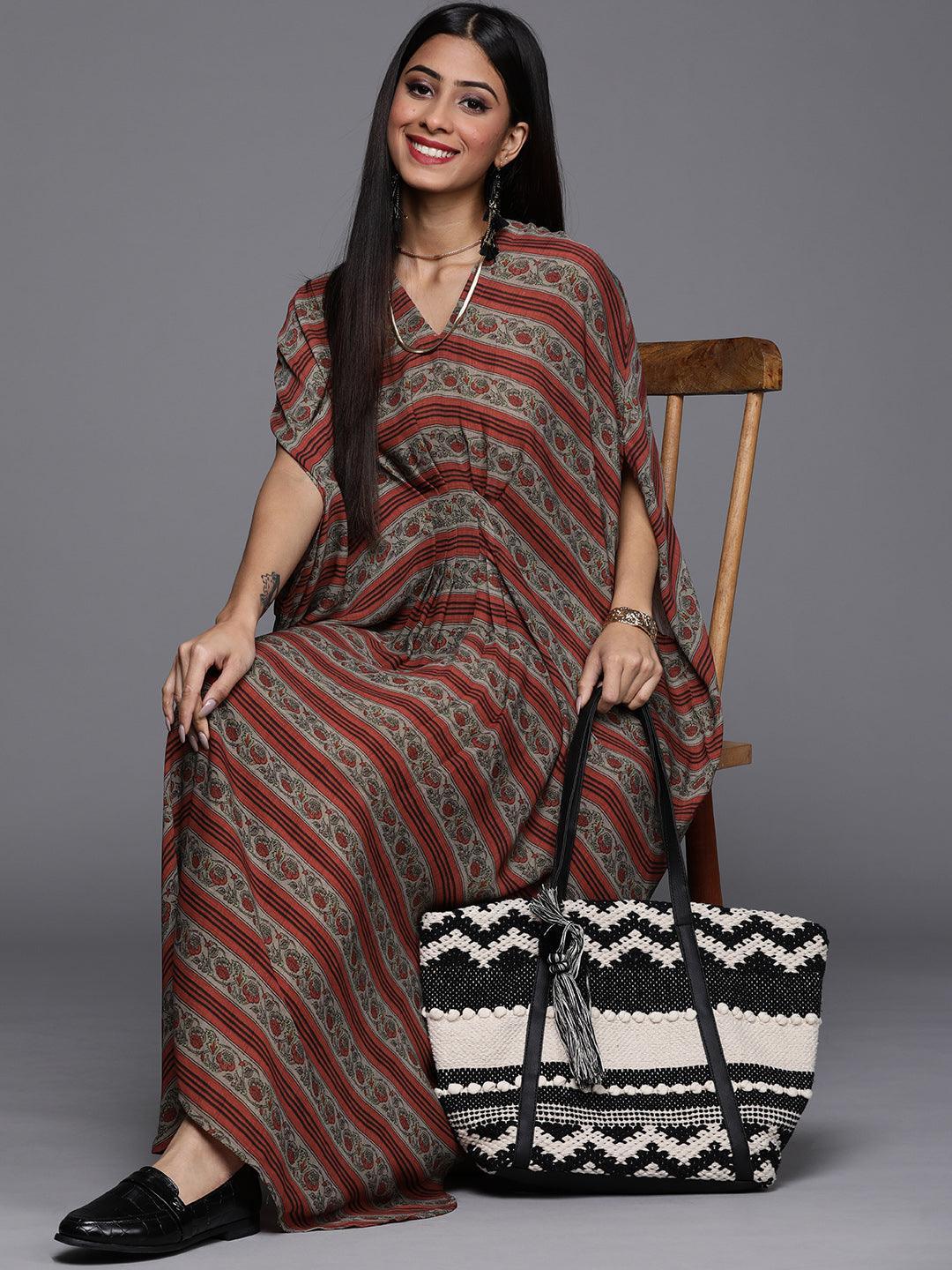 Maroon Printed Georgette Dress