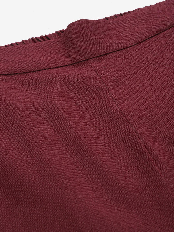 Maroon Solid Cotton Trousers - ShopLibas