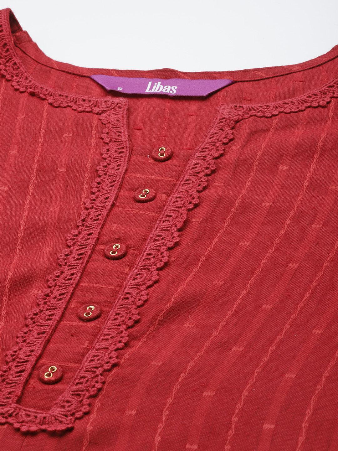 Maroon Woven Design Rayon Kurta