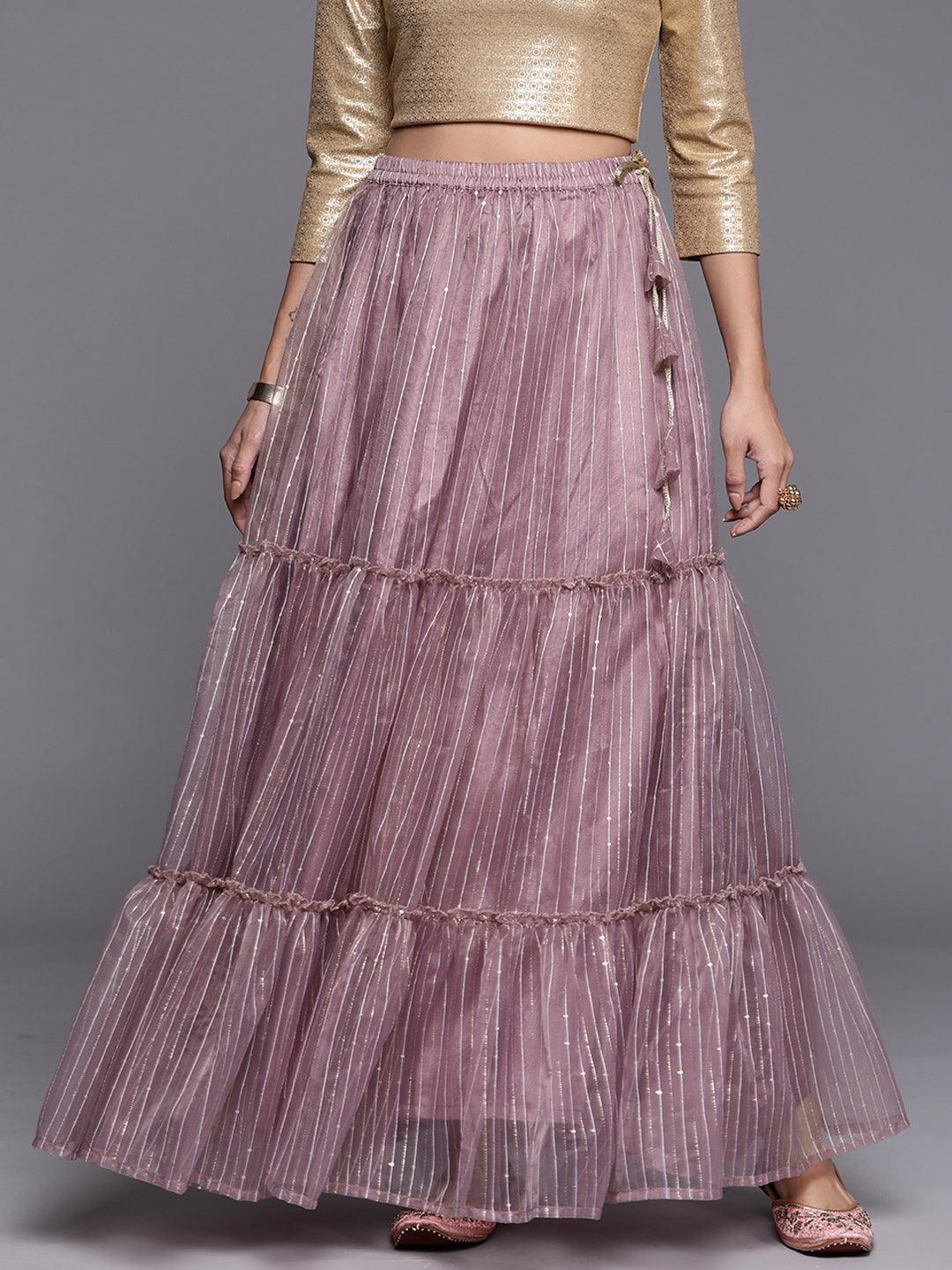 Mauve Embellished Organza Skirt