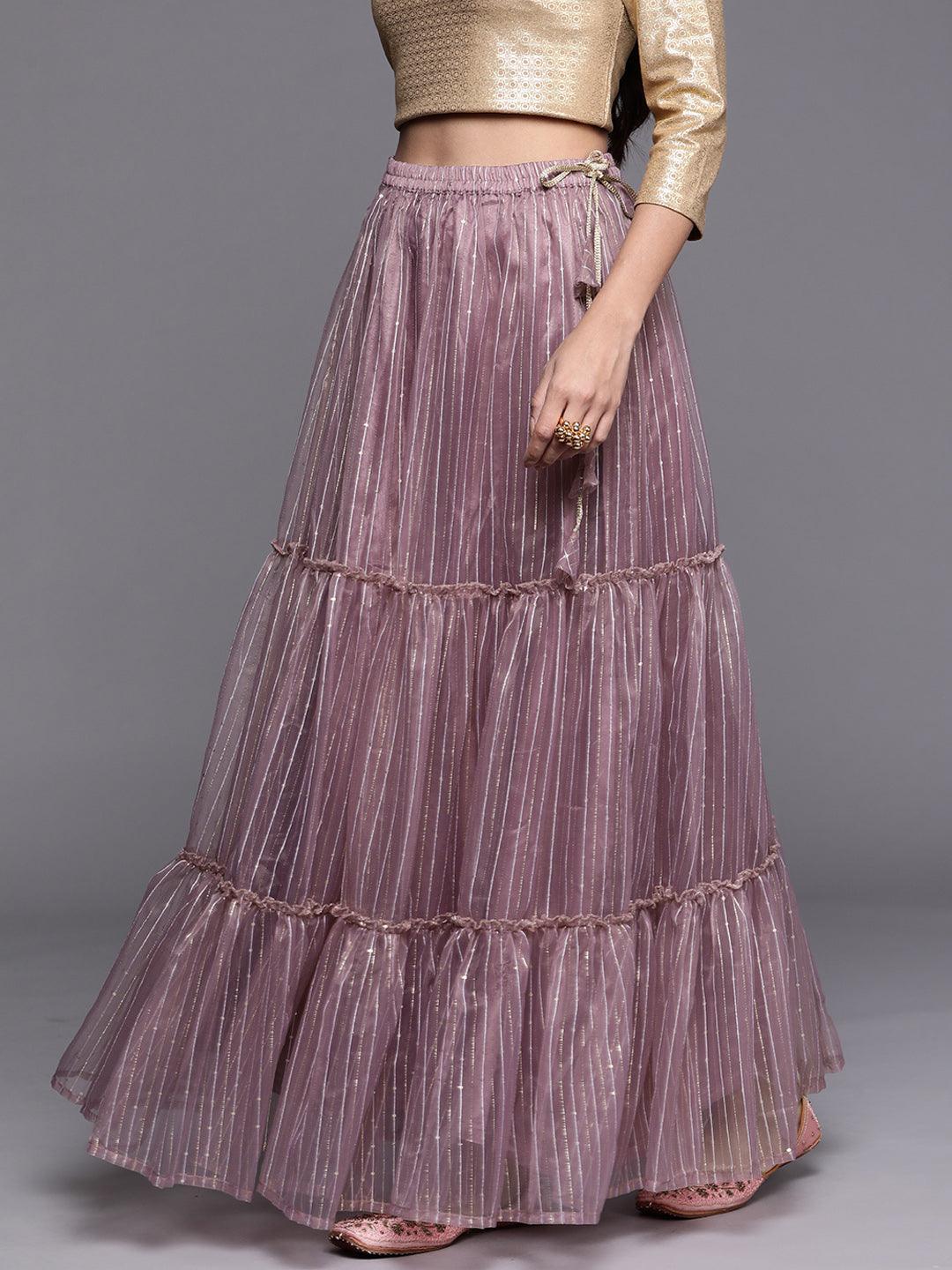 Mauve Embellished Organza Skirt