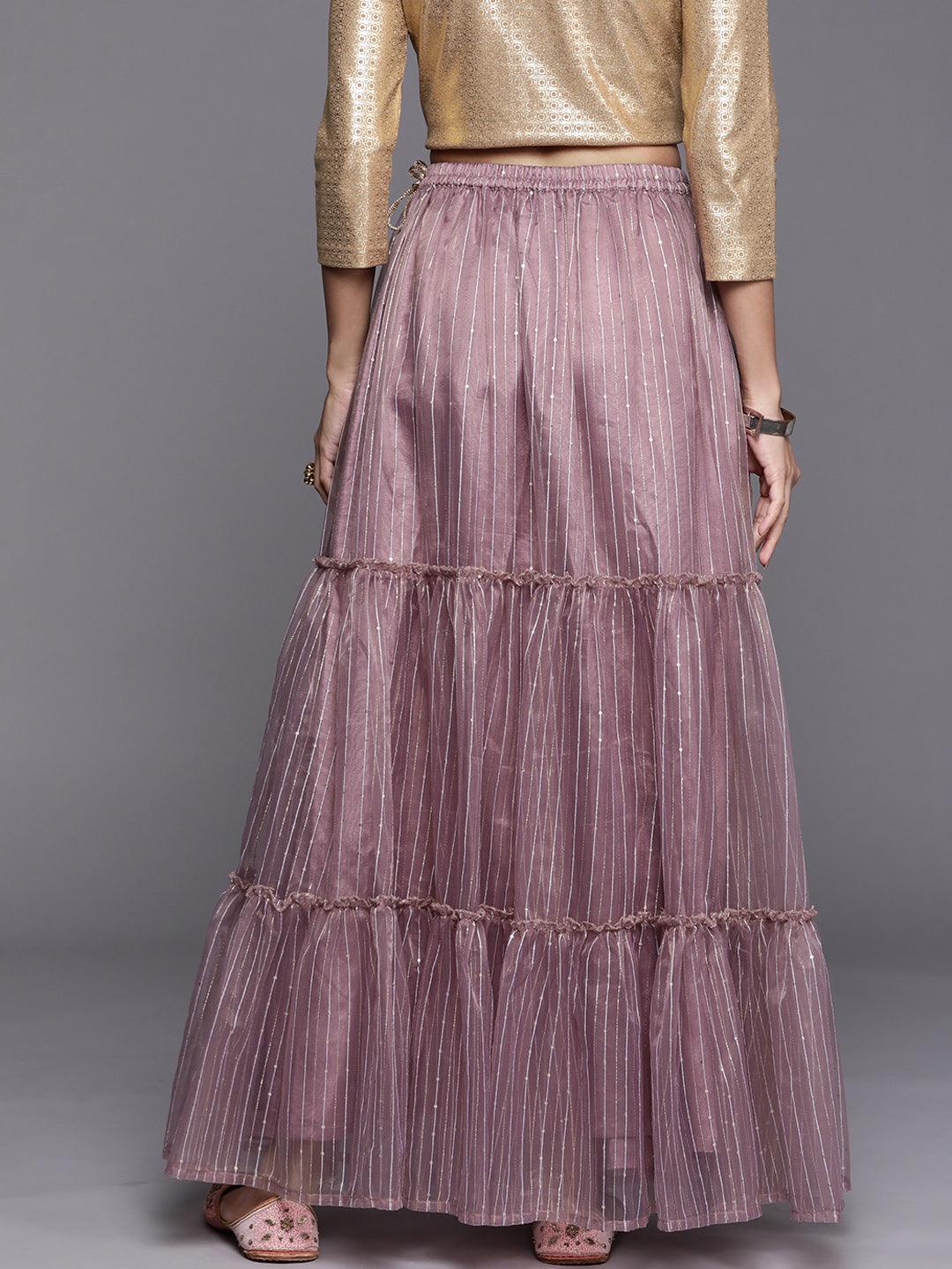 Mauve Embellished Organza Skirt