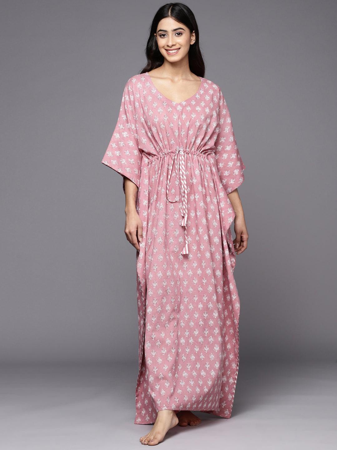 Mauve Printed Cotton Nightdress