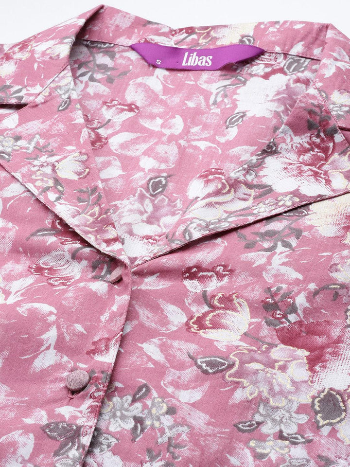 Mauve Printed Cotton Co-Ords - ShopLibas