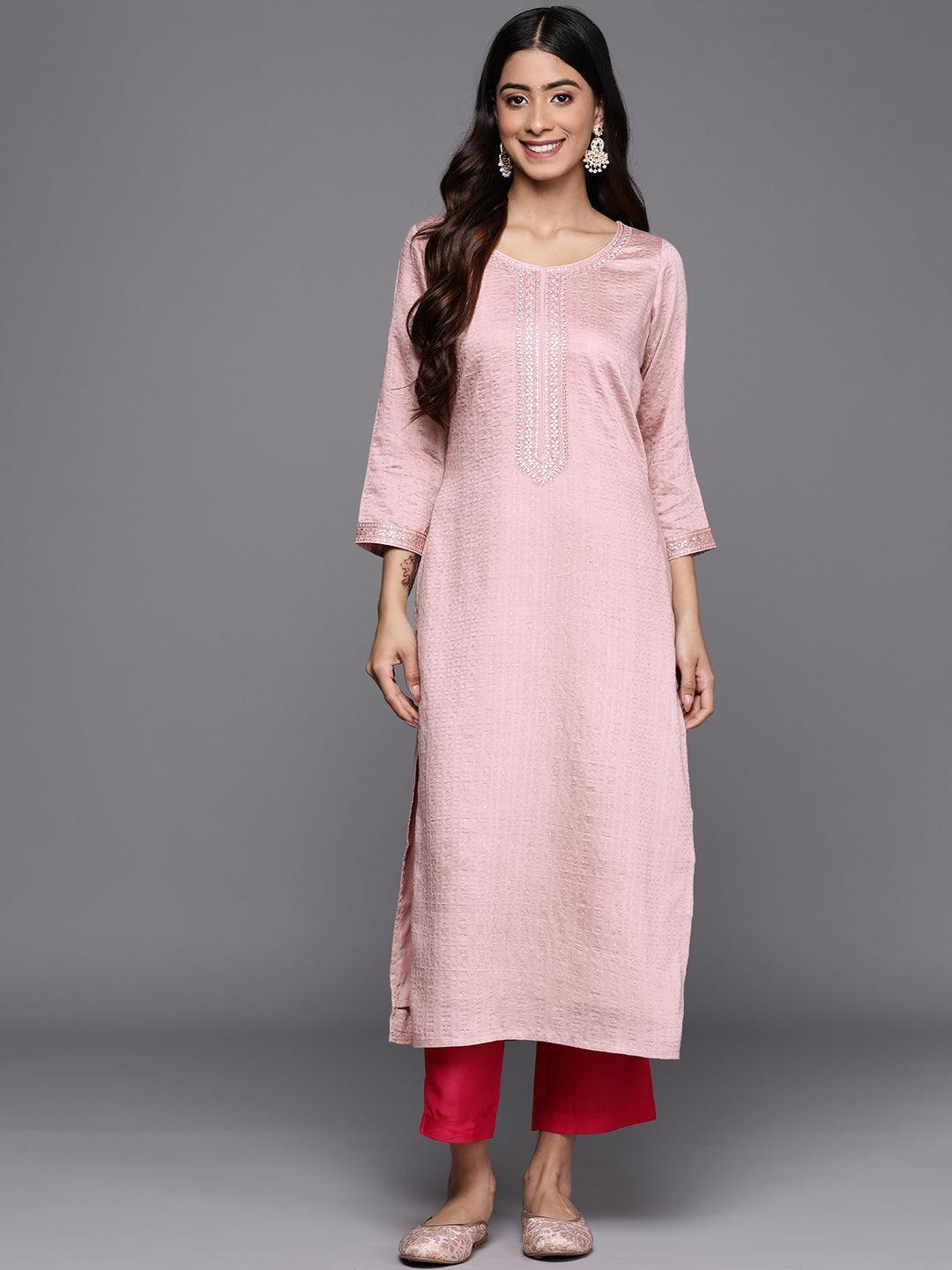 Mauve Woven Design Rayon Straight Kurta