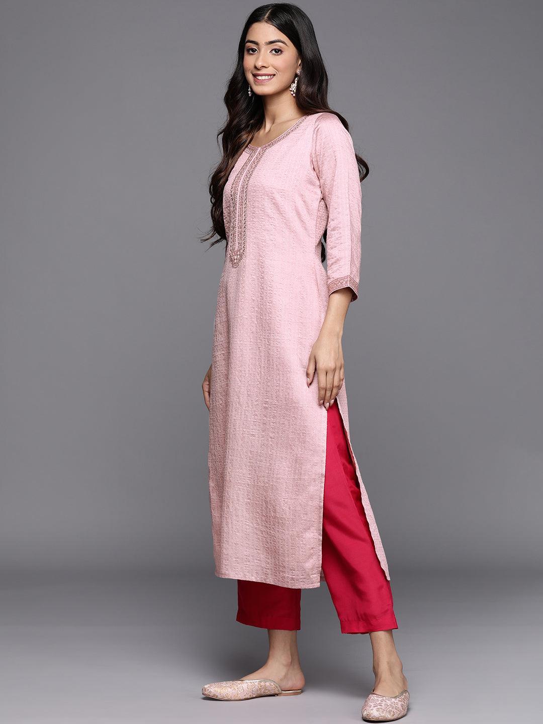 Mauve Woven Design Rayon Straight Kurta