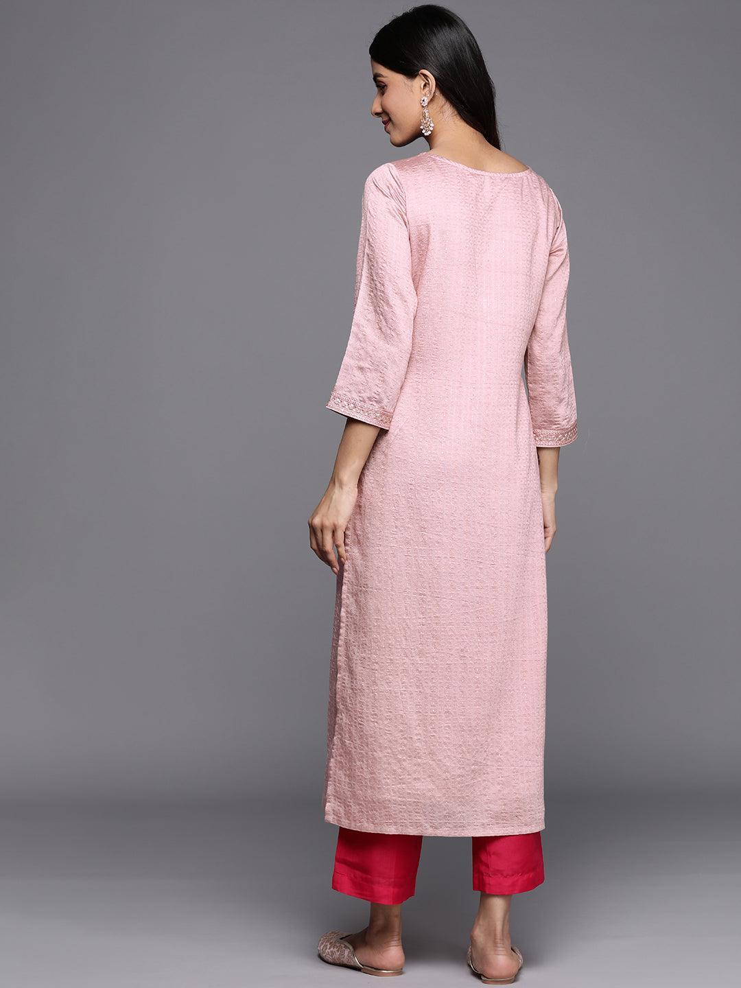 Mauve Woven Design Rayon Straight Kurta