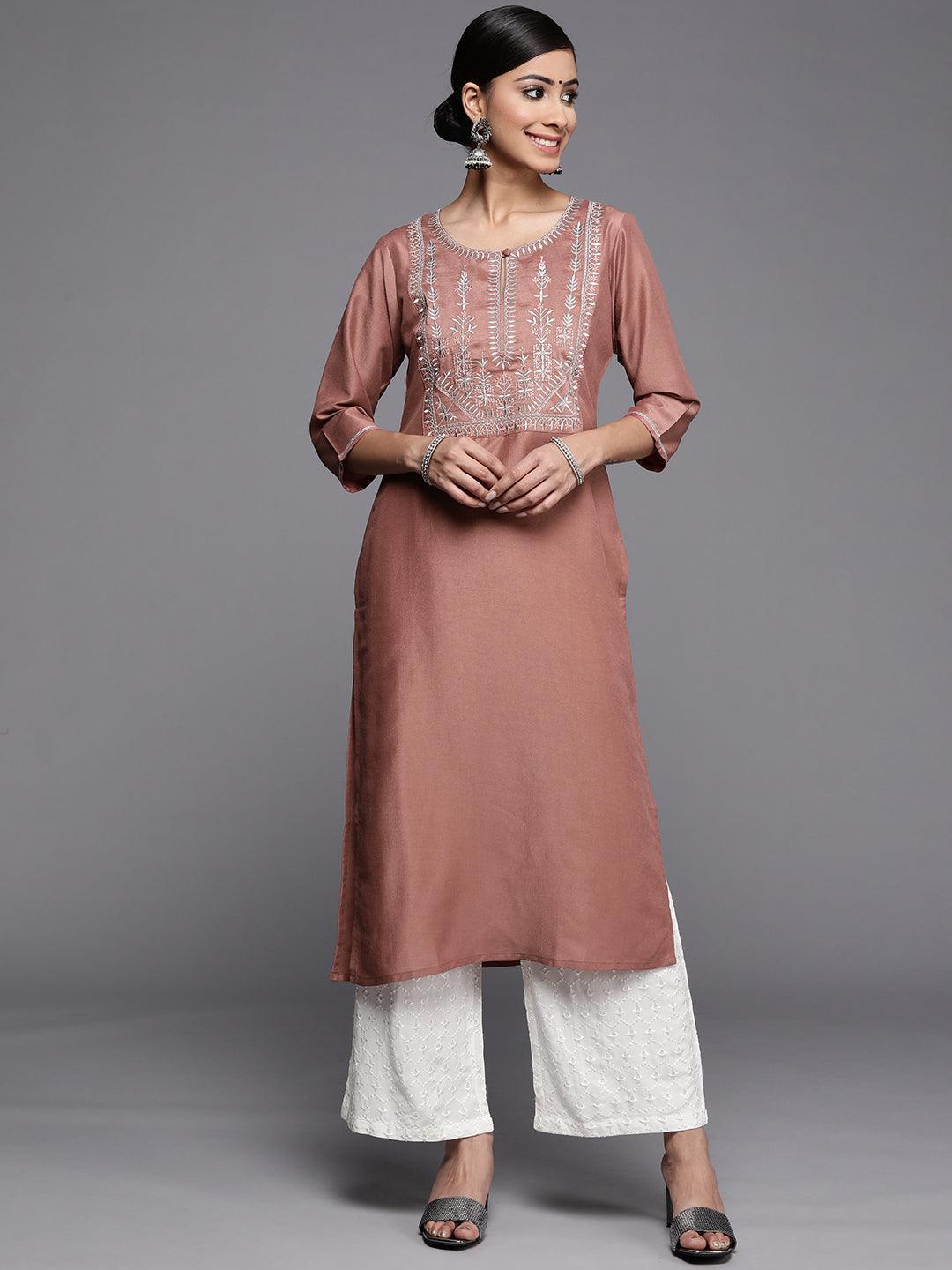 Mauve Yoke Design Silk Kurta