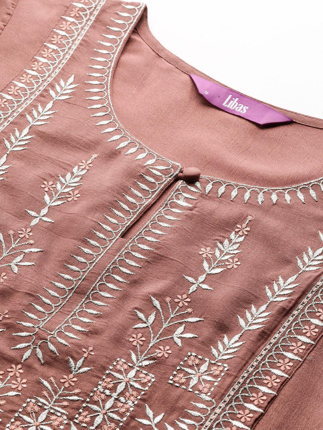 Mauve Yoke Design Silk Kurta