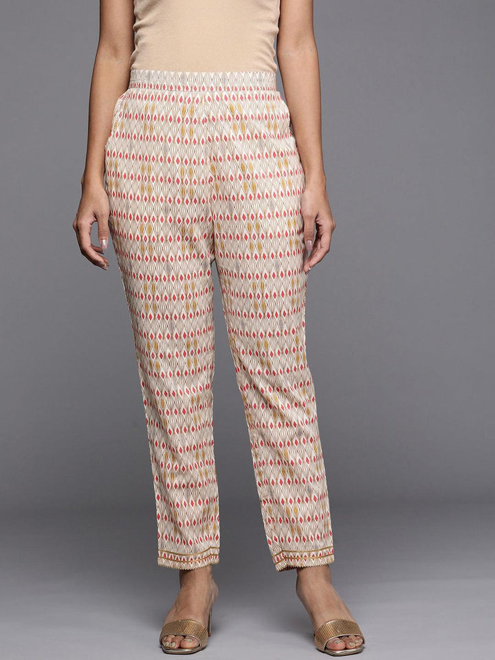 Multicoloured Printed Cotton Trousers - ShopLibas