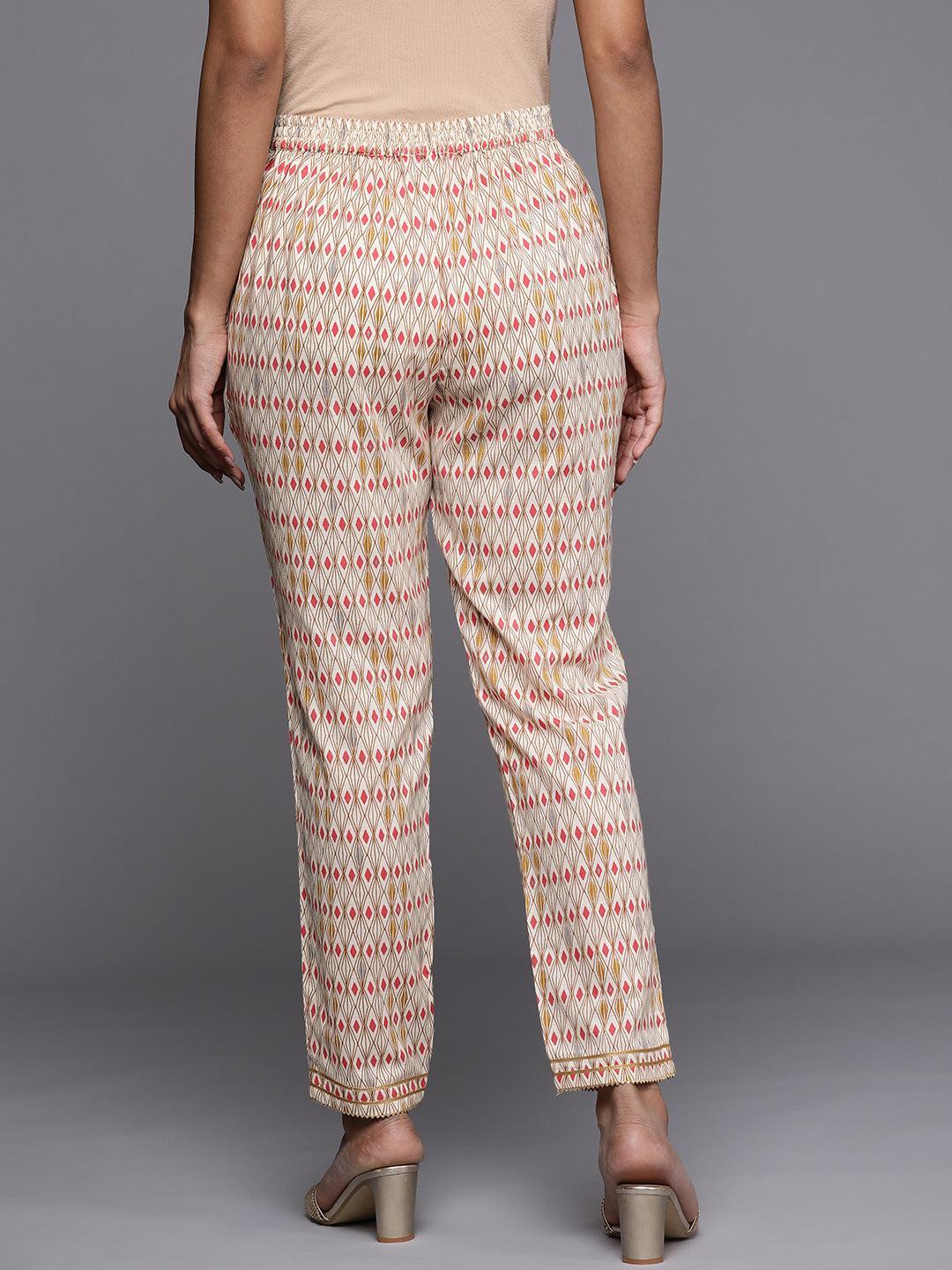 Multicoloured Printed Cotton Trousers - ShopLibas