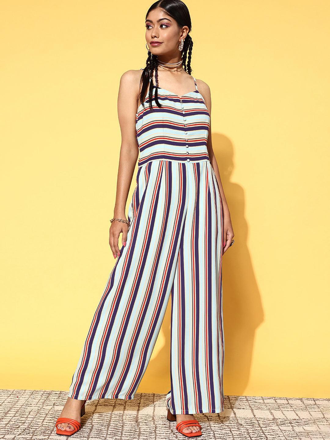 Multicoloured Printed Georgette Jumpsuit