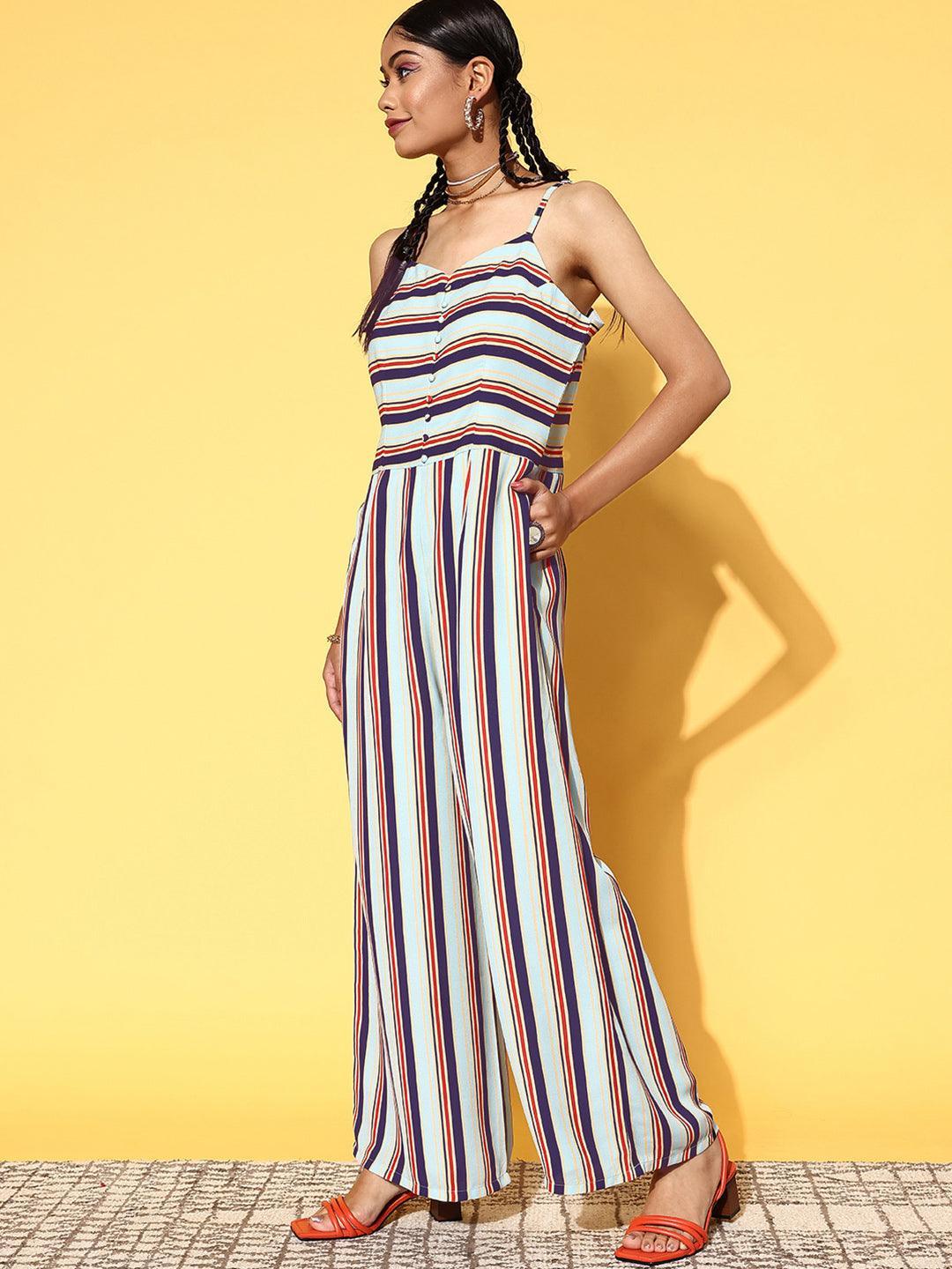 Multicoloured Printed Georgette Jumpsuit