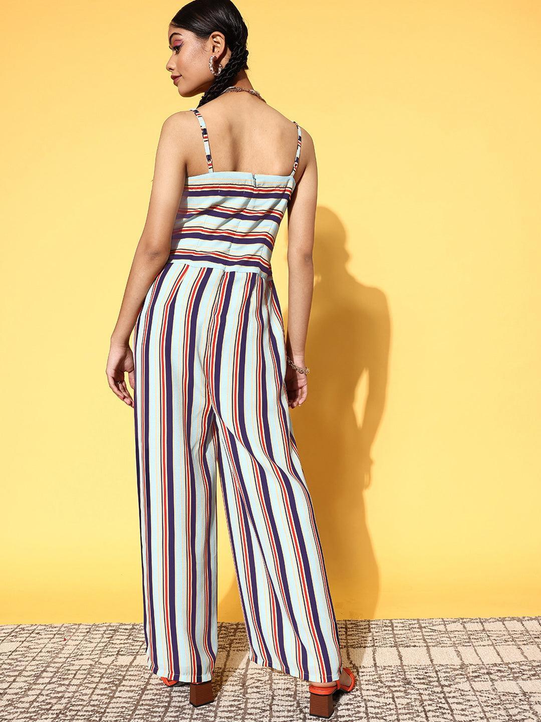 Multicoloured Printed Georgette Jumpsuit