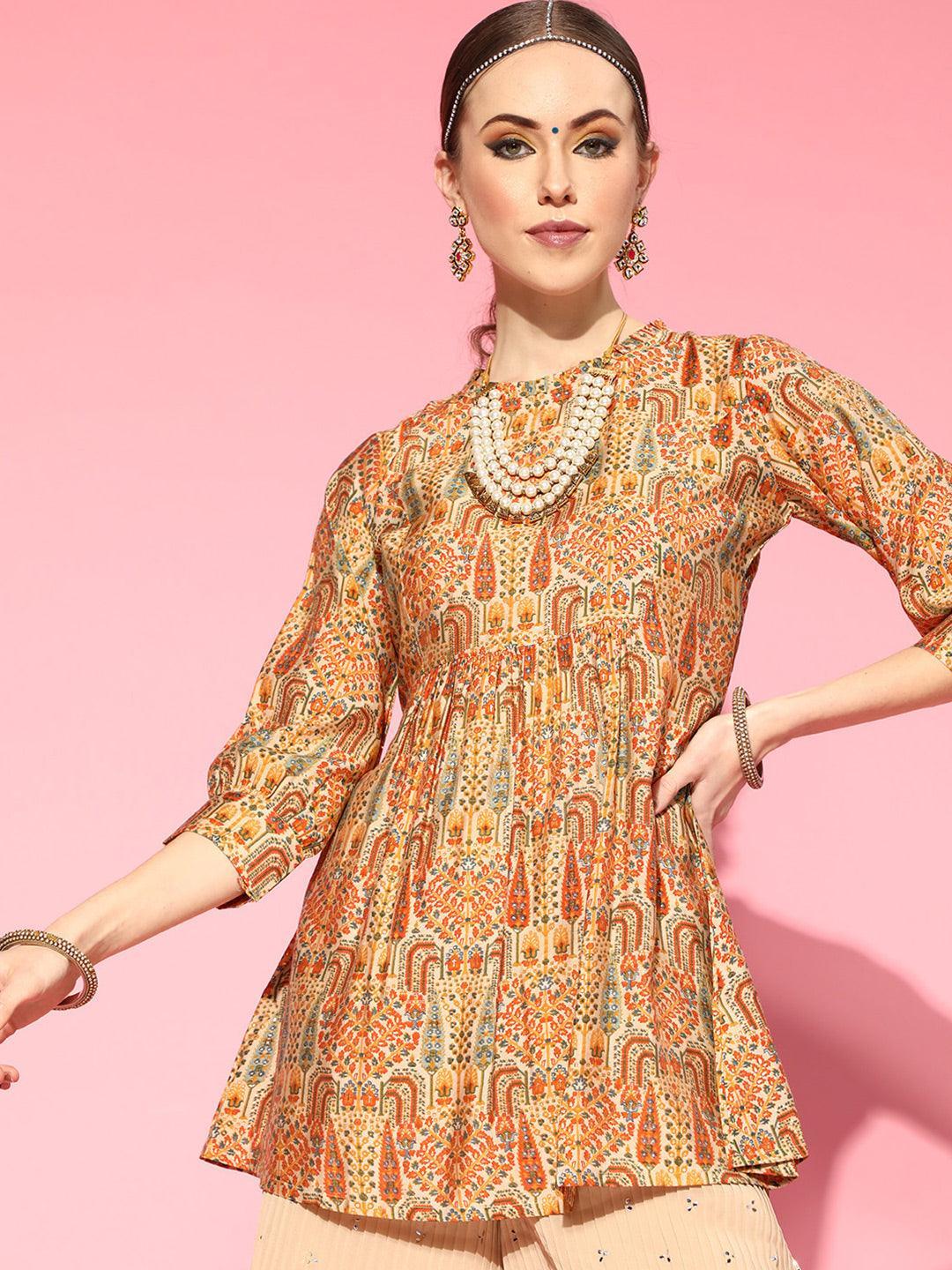 Multicoloured Printed Silk Blend Kurti