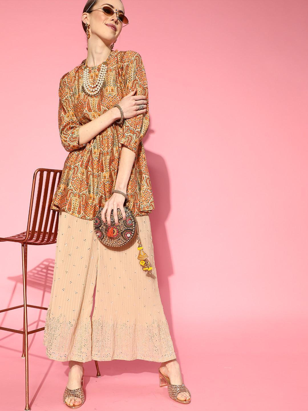 Multicoloured Printed Silk Blend Kurti