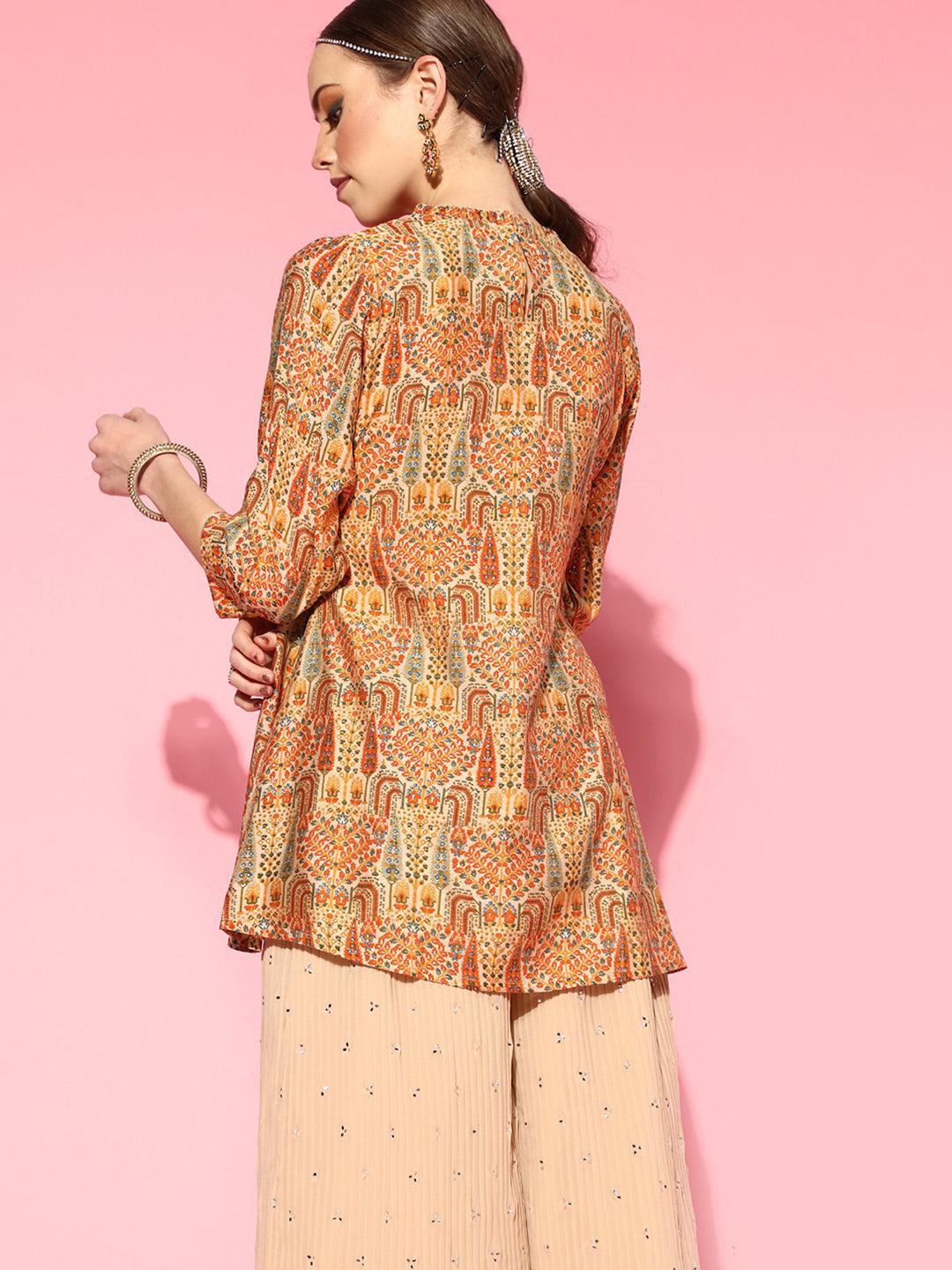 Multicoloured Printed Silk Blend Kurti