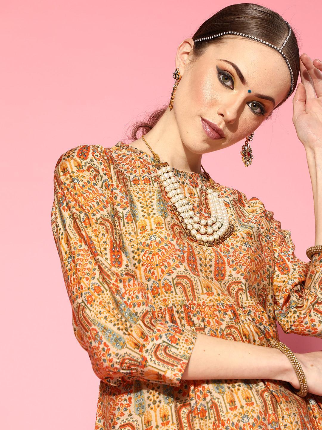 Multicoloured Printed Silk Blend Kurti