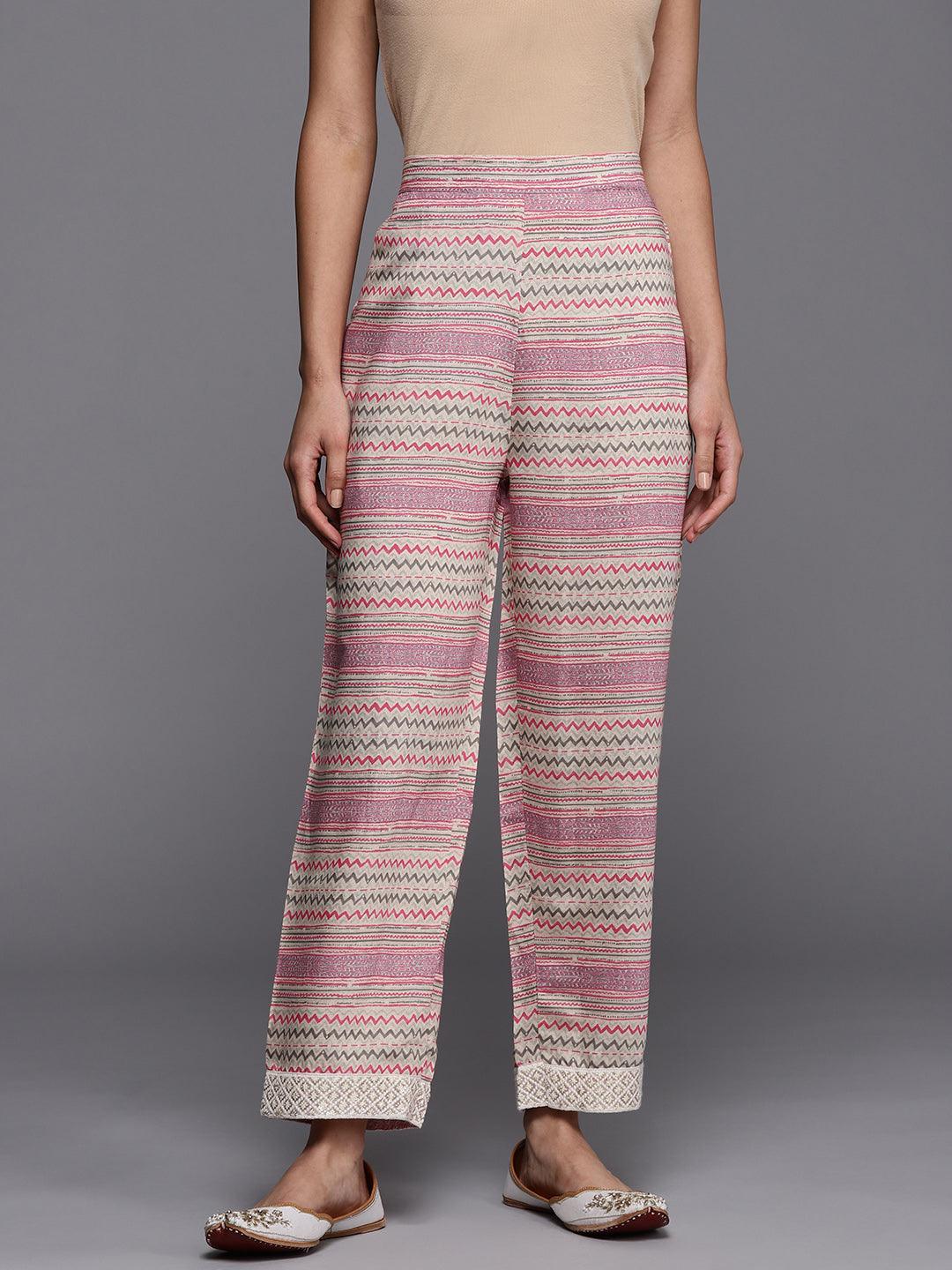 Multicoloured Printed Silk Trousers - ShopLibas