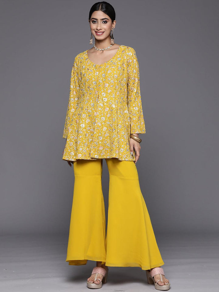 Mustard Embellished Georgette Co-Ords - ShopLibas