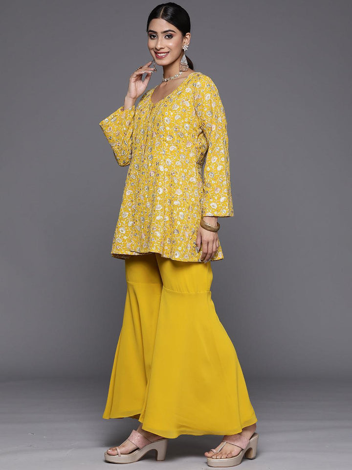 Mustard Embellished Georgette Co-Ords - ShopLibas