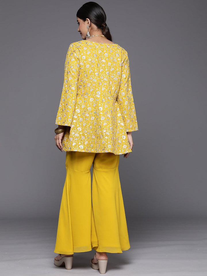 Mustard Embellished Georgette Co-Ords - ShopLibas