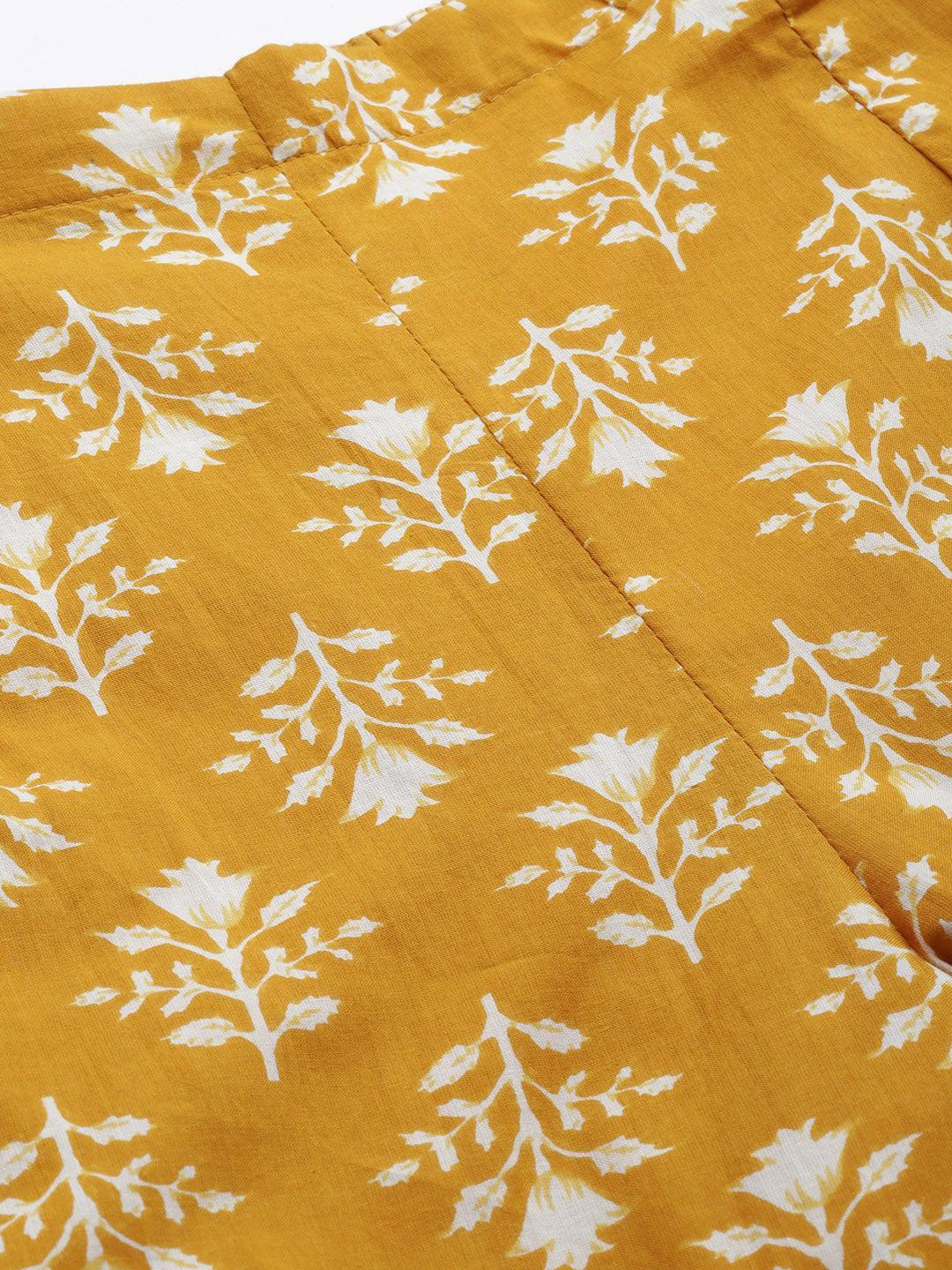 Mustard Printed Cotton Night Suit