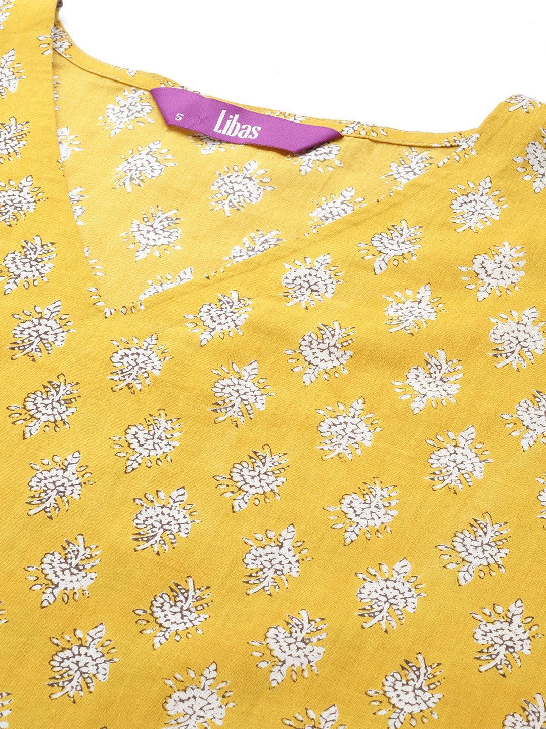 Mustard Printed Cotton Night Suit