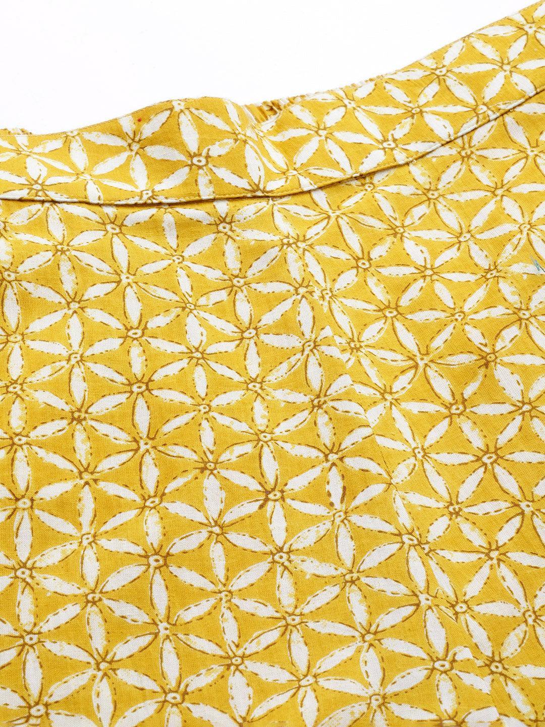 Mustard Printed Cotton Night Suit