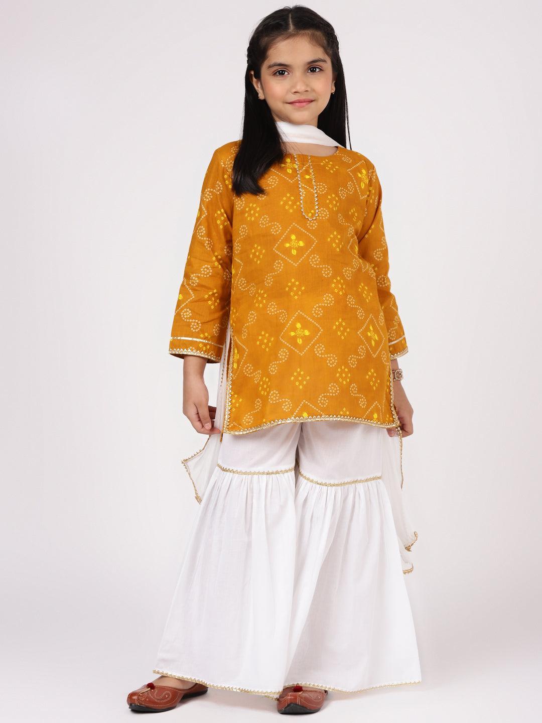 Mustard Printed Cotton Suit Set - ShopLibas