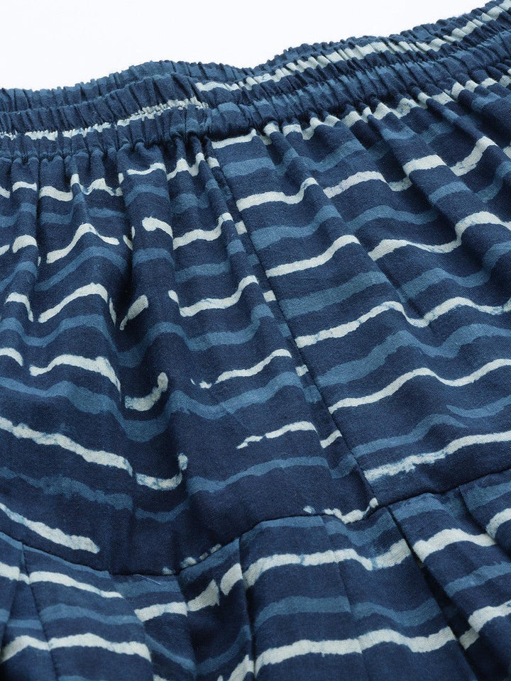 Navy Blue Striped Cotton Salwar - ShopLibas