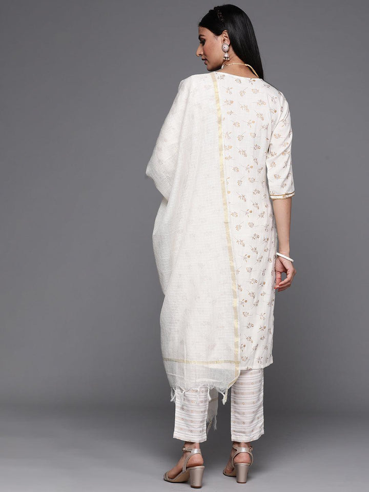 Off White Printed Cotton Suit Set - ShopLibas