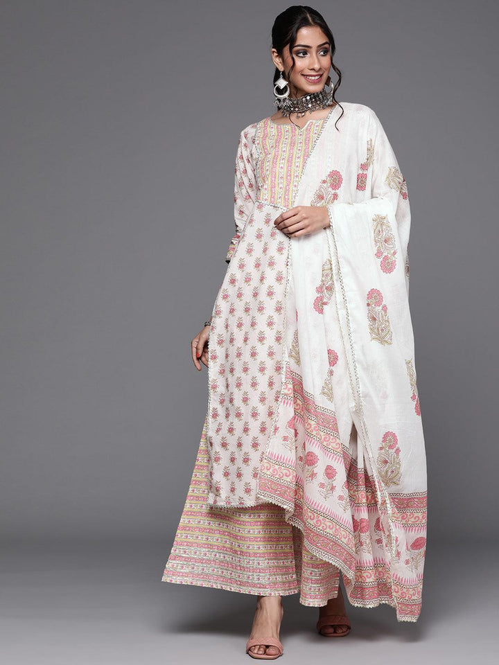 Off White Printed Cotton Suit Set - ShopLibas