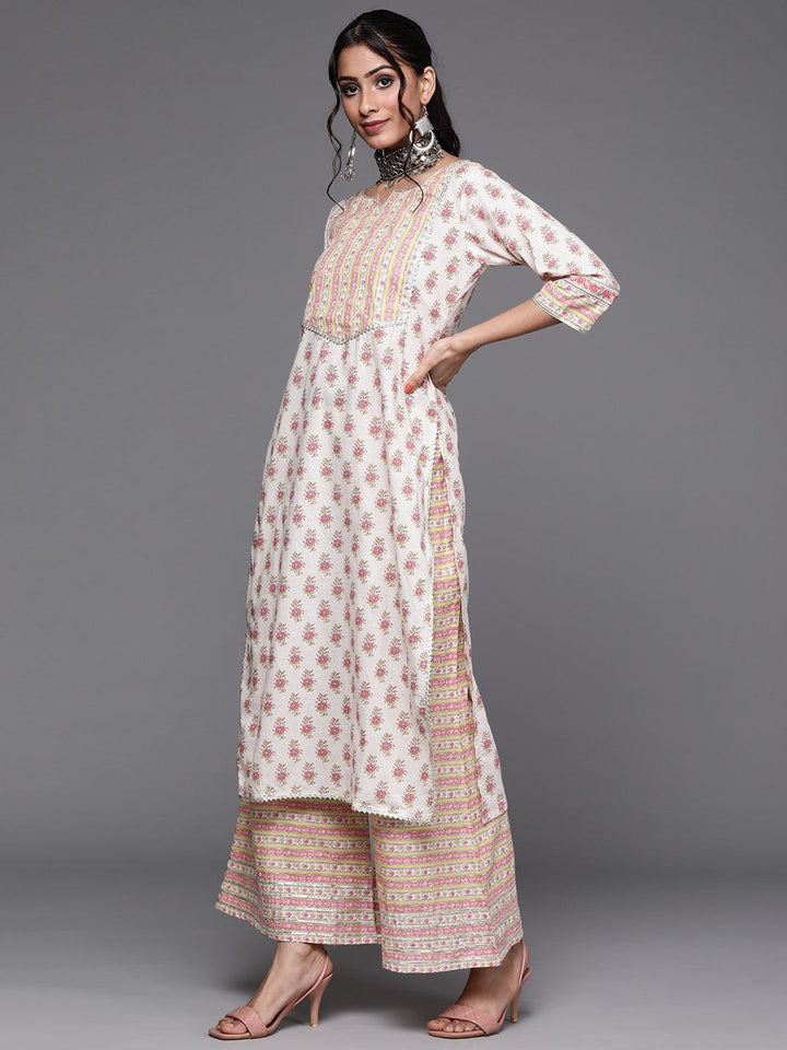 Off White Printed Cotton Suit Set - ShopLibas