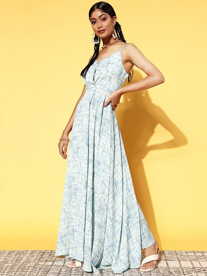 Off White Printed Georgette Dress - ShopLibas