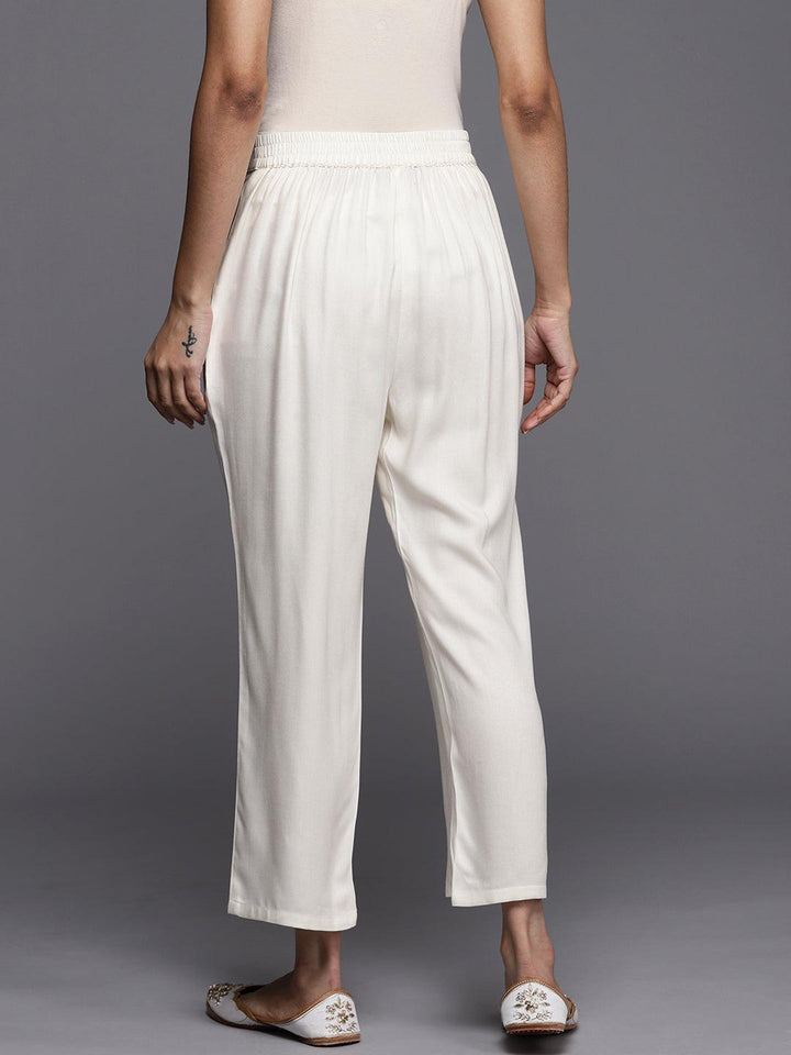 Off White Solid Pashmina Wool Trousers - ShopLibas