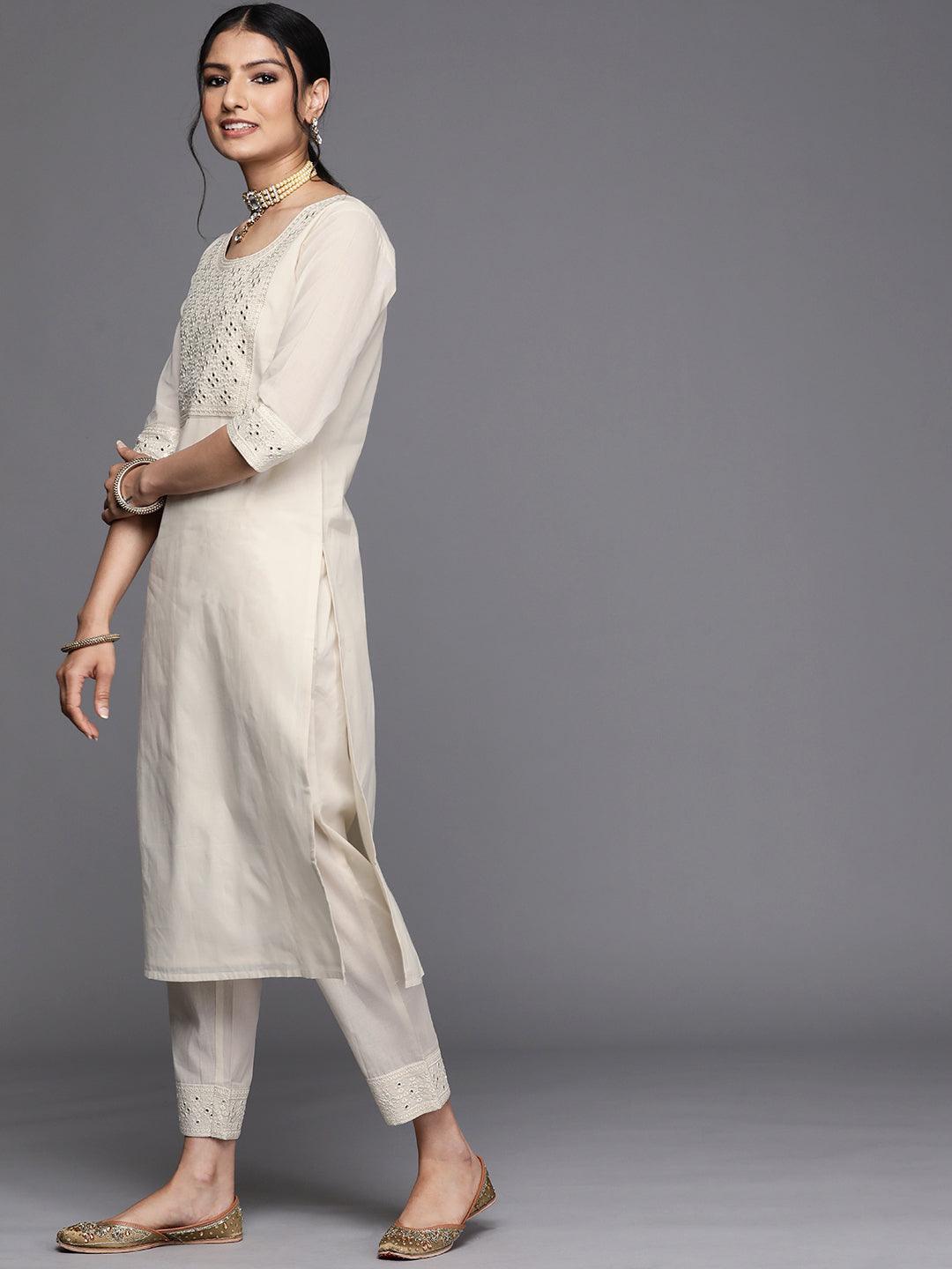 Off White Yoke Design Cotton Kurta