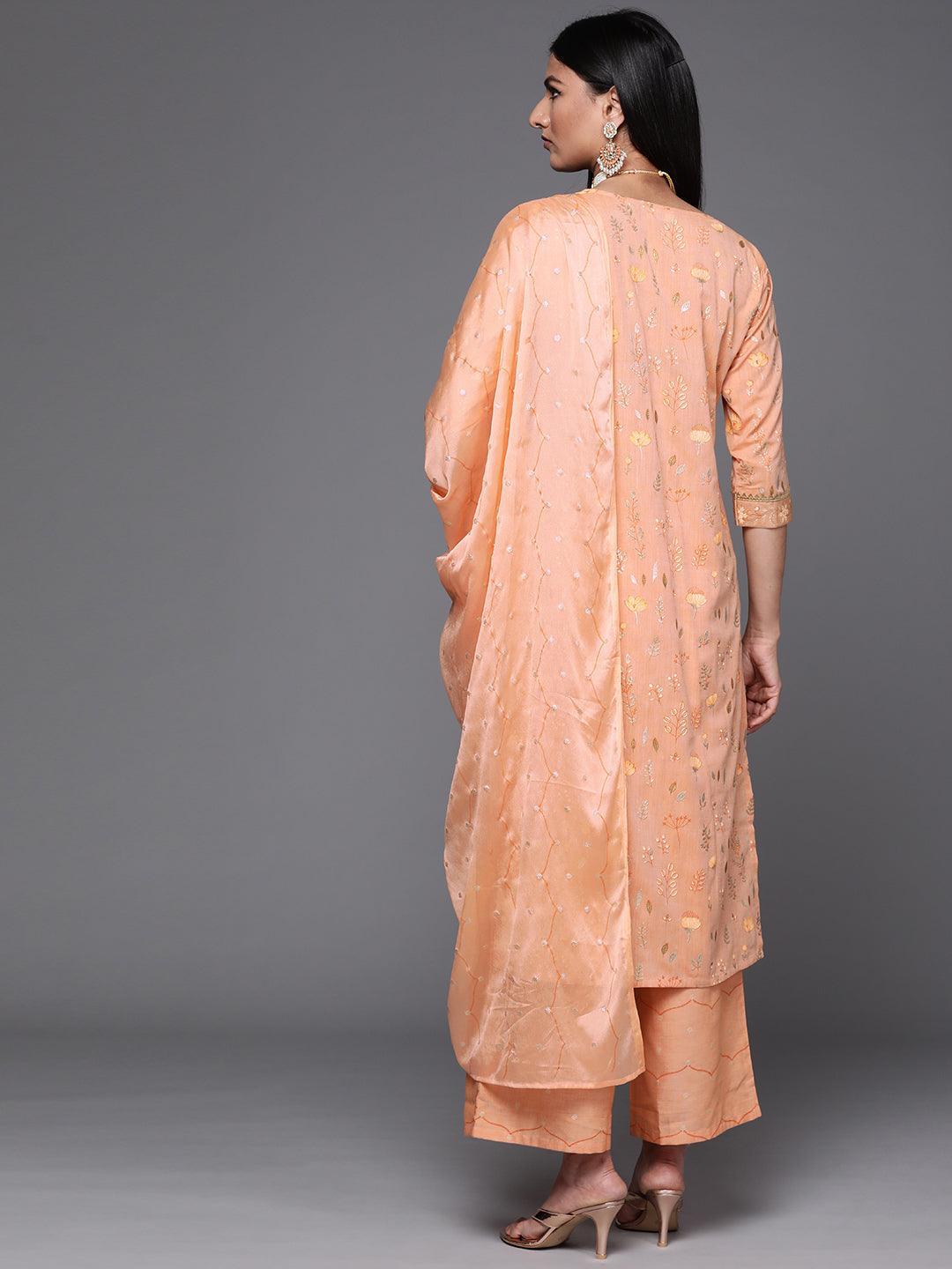 Orange Printed Cotton Suit Set