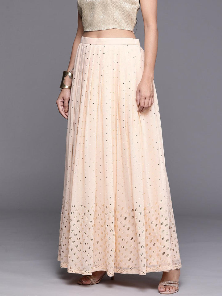 Peach Embellished Georgette Skirt - ShopLibas