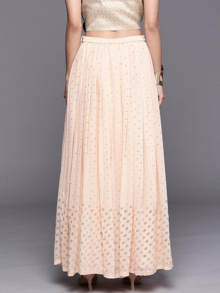 Peach Embellished Georgette Skirt - ShopLibas