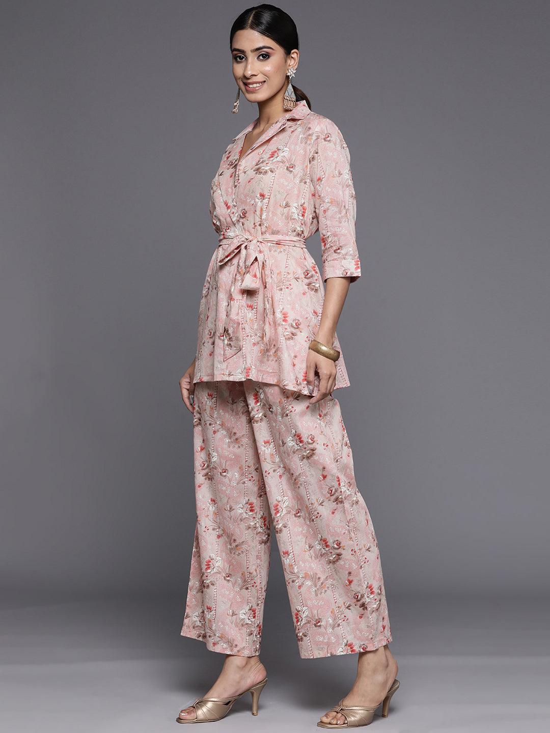 Peach Printed Cotton Co-Ords - ShopLibas