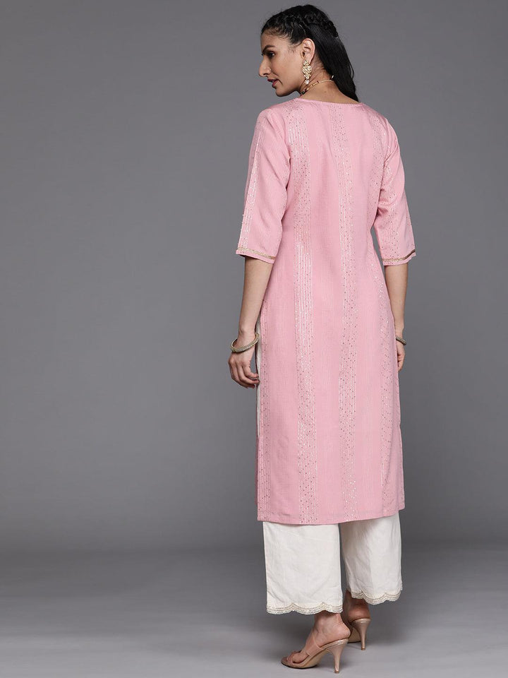 Pink Embellished Chanderi Silk Kurta - ShopLibas