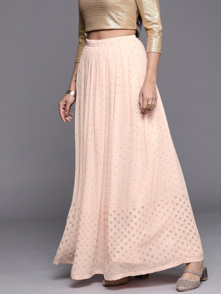 Pink Embellished Georgette Skirt - ShopLibas