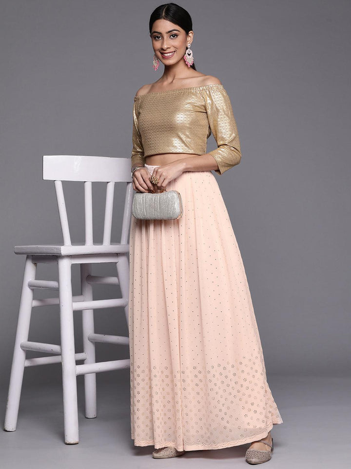 Pink Embellished Georgette Skirt - ShopLibas