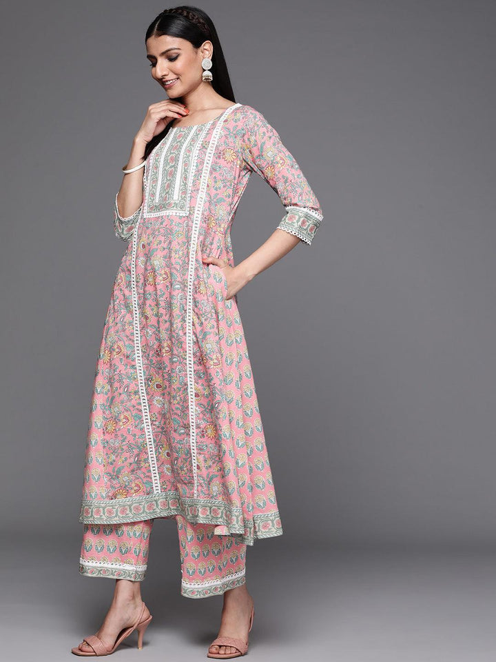 Pink Printed Cotton Suit Set - ShopLibas