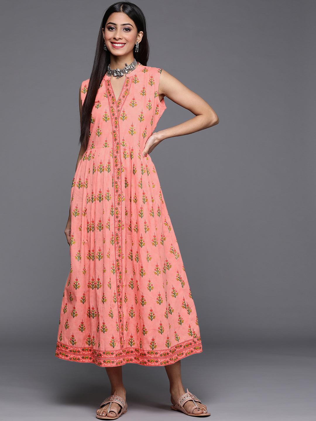 Pink Printed Cotton Dress - ShopLibas