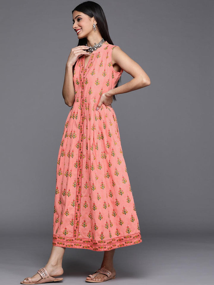 Pink Printed Cotton Dress - ShopLibas