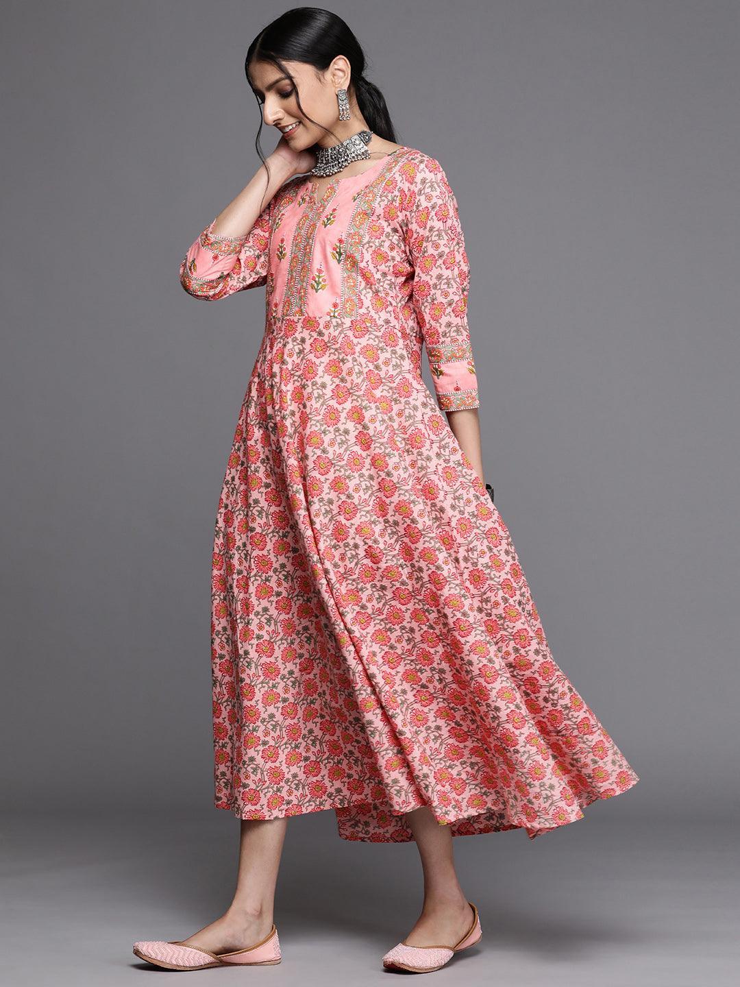 Pink Printed Cotton Dress - ShopLibas